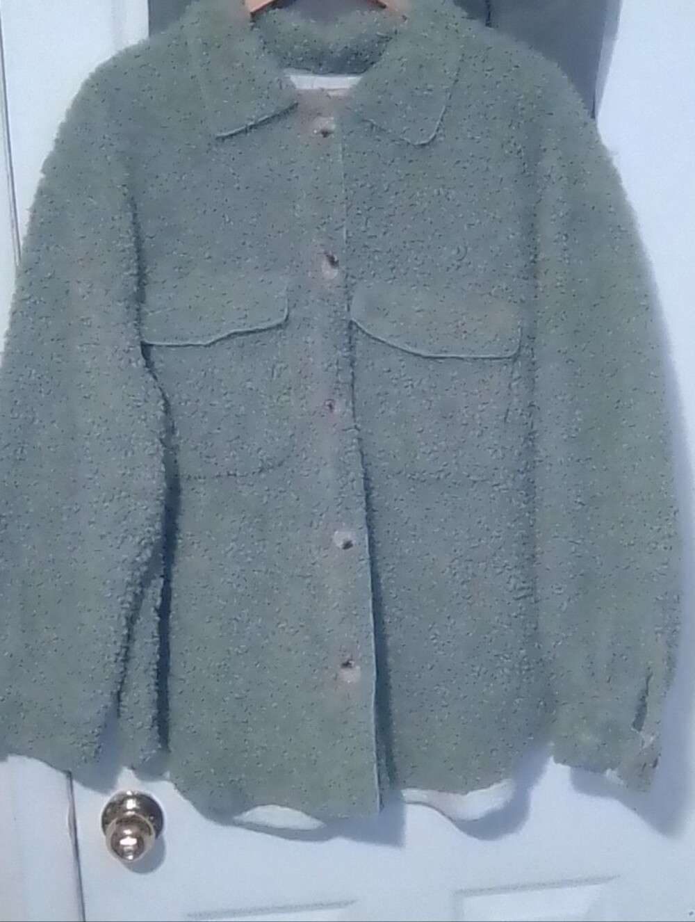Cozy Gray Teddy Jacket with Button Front